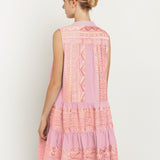 Greek Archaic Kori Classic Triangle Sleeveless Mini Dress - Pink and Pink Bronze - Simply Beach UK