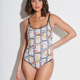 Scenery Underwired Tank Swimsuit - Monochrome Garden - Simply Beach UK