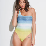 Ombre Flow One Shoulder Swimsuit - Aqua Shades - Simply Beach UK