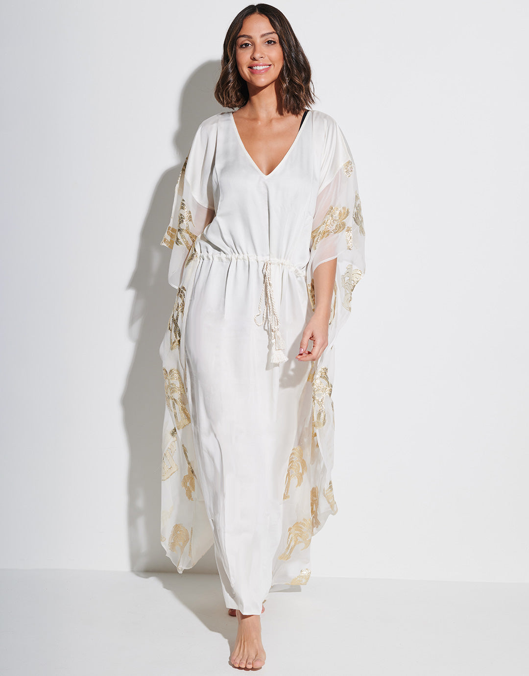 Palm Tree Kaftan - White - Simply Beach UK