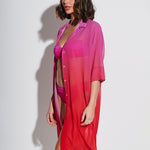 Brasil Midi Beach Shirt - Flower Pink - Simply Beach UK