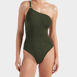 Clara Swimsuit With Gold Hoop - Metallic Khaki