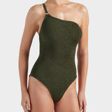 Clara Swimsuit With Gold Hoop - Metallic Khaki