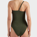 Clara Swimsuit With Gold Hoop - Metallic Khaki