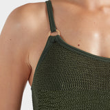 Clara Swimsuit With Gold Hoop - Metallic Khaki