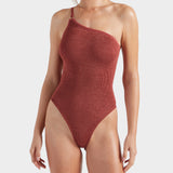 Clara Swimsuit With Gold Hoop - Metallic Rosewood