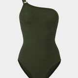 Clara Swimsuit With Gold Hoop - Metallic Khaki
