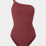 Clara Swimsuit With Gold Hoop - Metallic Rosewood