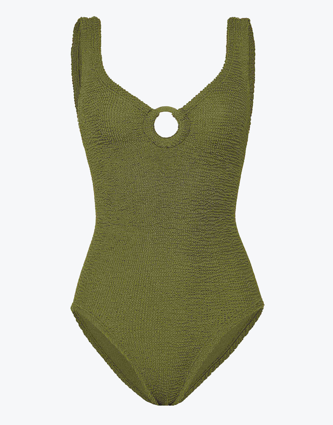 Hunza G Coverage Celine Swimsuit with Tonal Hoop - Metallic Moss - Simply Beach UK