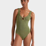 Hunza G Coverage Celine Swimsuit with Tonal Hoop - Metallic Moss - Simply Beach UK