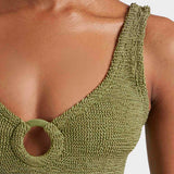 Hunza G Coverage Celine Swimsuit with Tonal Hoop - Metallic Moss - Simply Beach UK