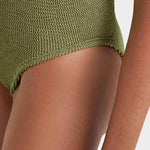 Hunza G Coverage Celine Swimsuit with Tonal Hoop - Metallic Moss - Simply Beach UK