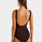 Hunza G Coverage Celine Swimsuit with Tonal Hoop  - Metallic Chocolate - Simply Beach UK