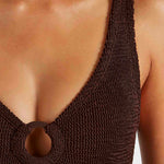 Hunza G Coverage Celine Swimsuit with Tonal Hoop  - Metallic Chocolate - Simply Beach UK