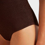 Hunza G Coverage Celine Swimsuit with Tonal Hoop  - Metallic Chocolate - Simply Beach UK