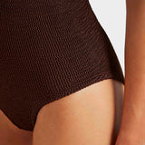 Hunza G Coverage Celine Swimsuit with Tonal Hoop  - Metallic Chocolate - Simply Beach UK