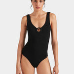 Hunza G Coverage Celine Swimsuit with Fabric Hoop  - Black - Simply Beach UK