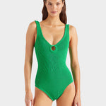 Hunza G Coverage Celine Swimsuit with Tonal Hoop - Emerald - Simply Beach UK