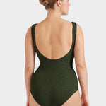 Hunza G Coverage Celine Swimsuit with Tonal Hoop - Metallic Khaki - Simply Beach UK