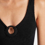 Hunza G Coverage Celine Swimsuit with Fabric Hoop  - Black - Simply Beach UK