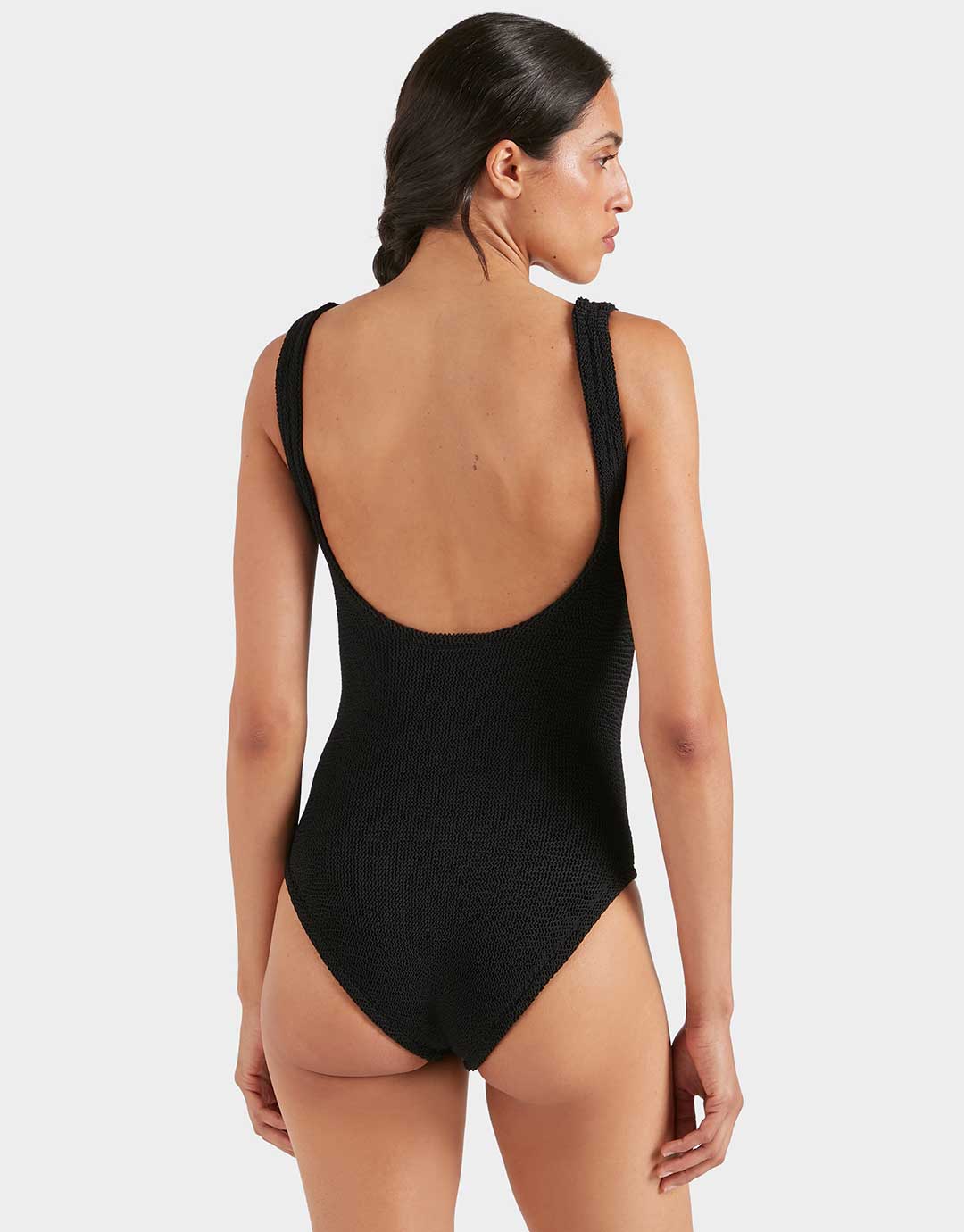 Hunza G Coverage Celine Swimsuit with Fabric Hoop  - Black - Simply Beach UK