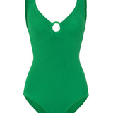 Hunza G Coverage Celine Swimsuit with Tonal Hoop - Emerald - Simply Beach UK