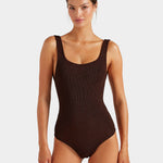Hunza G Coverage Square Neck Swimsuit - Metallic Chocolate - Simply Beach UK