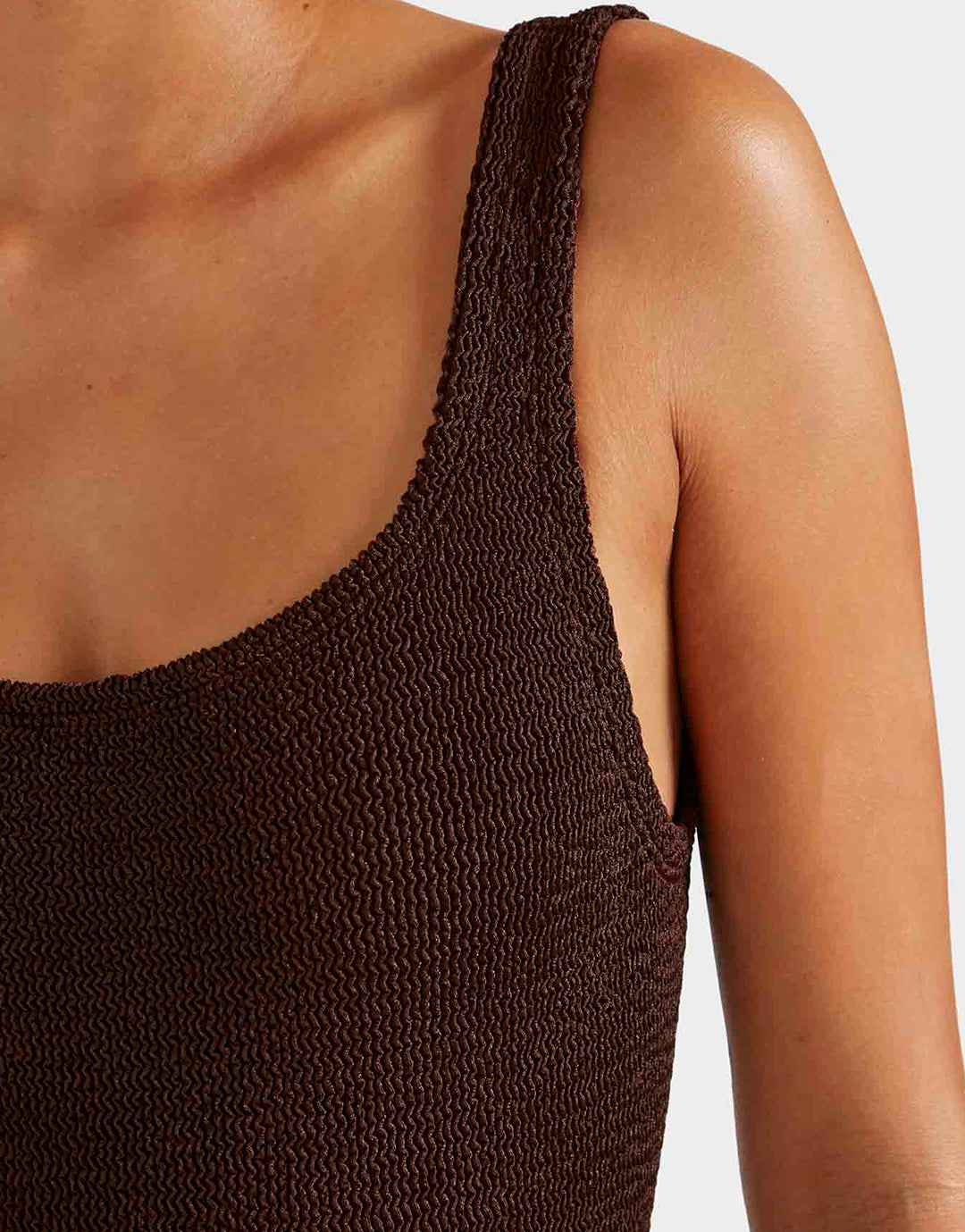 Hunza G Coverage Square Neck Swimsuit - Metallic Chocolate - Simply Beach UK