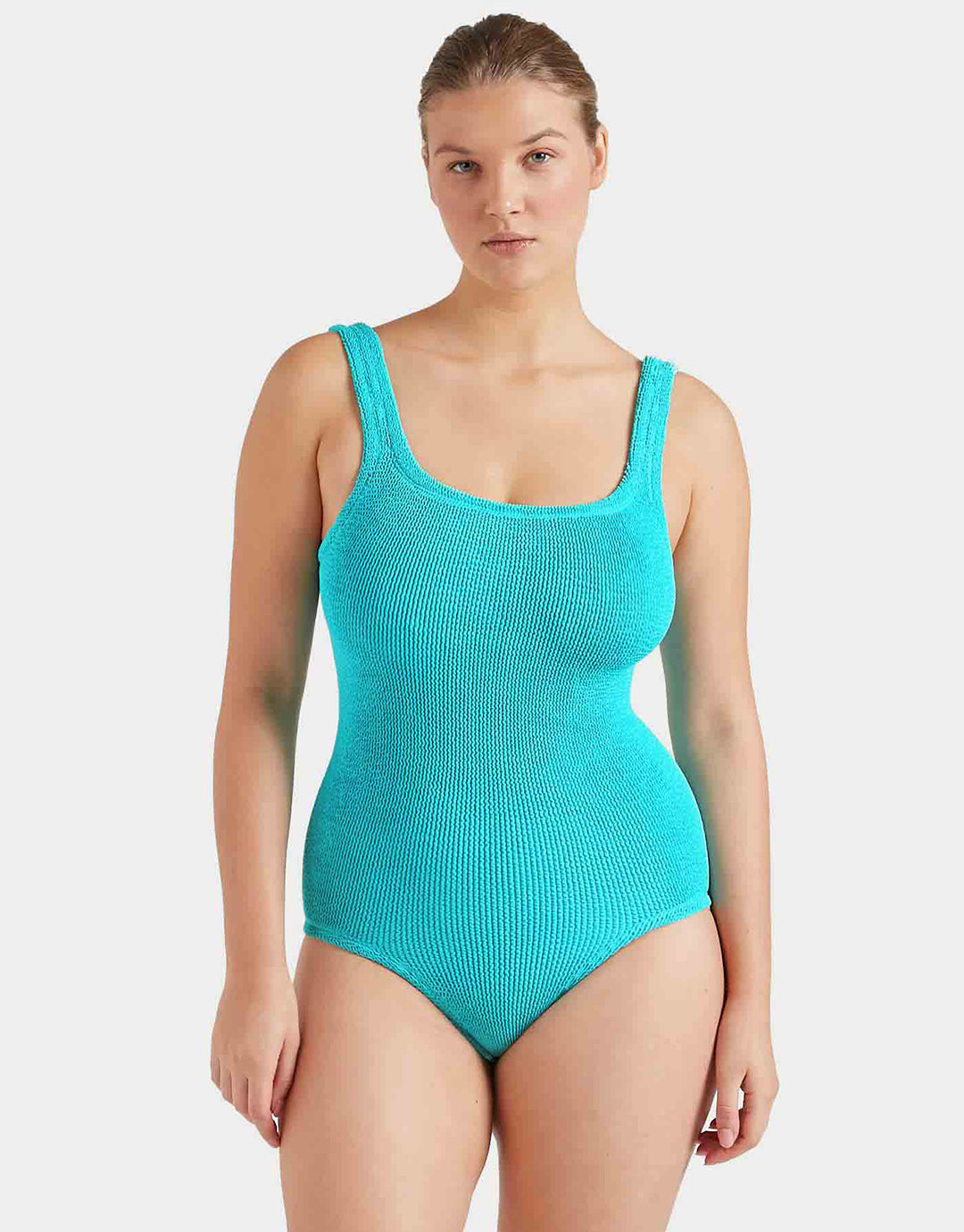 Hunza G Coverage Square Neck Swimsuit - Aqua - Simply Beach UK