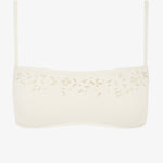 Creme Memoir Embroidered Bandeau Crop Bikini Top - White - Simply Beach UK
