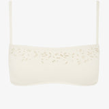 Creme Memoir Embroidered Bandeau Crop Bikini Top - White - Simply Beach UK