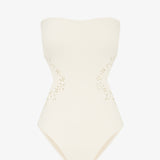 Creme Memoir Embroidered Strapless Swimsuit - White - Simply Beach UK