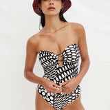 Nuria Ferrer Dots Ring Bandeau Swimsuit - Black and White - Simply Beach UK