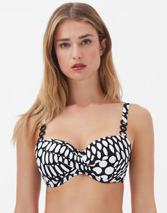 Dots Balcony Bikini Top - Black and White - Simply Beach UK