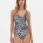 Dots Wrap Swimsuit - Black and White - Simply Beach UK