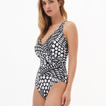Dots Wrap Swimsuit - Black and White - Simply Beach UK