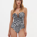 Nuria Ferrer Dots Ring Bandeau Swimsuit - Black and White - Simply Beach UK