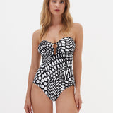 Nuria Ferrer Dots Ring Bandeau Swimsuit - Black and White - Simply Beach UK
