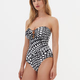 Nuria Ferrer Dots Ring Bandeau Swimsuit - Black and White - Simply Beach UK