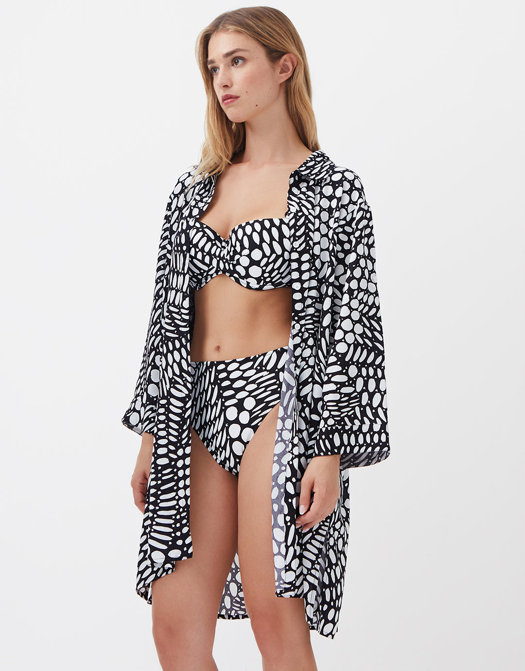 Dots Beach Shirt - Black and White - Simply Beach UK