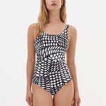 Dots High Front Swimsuit - Black and White - Simply Beach UK