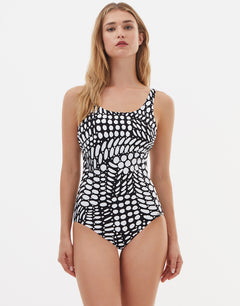 Nuria Ferrer Dots High Front Swimsuit - Black and White - Simply Beach UK