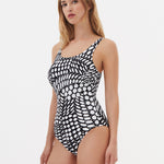 Dots High Front Swimsuit - Black and White - Simply Beach UK