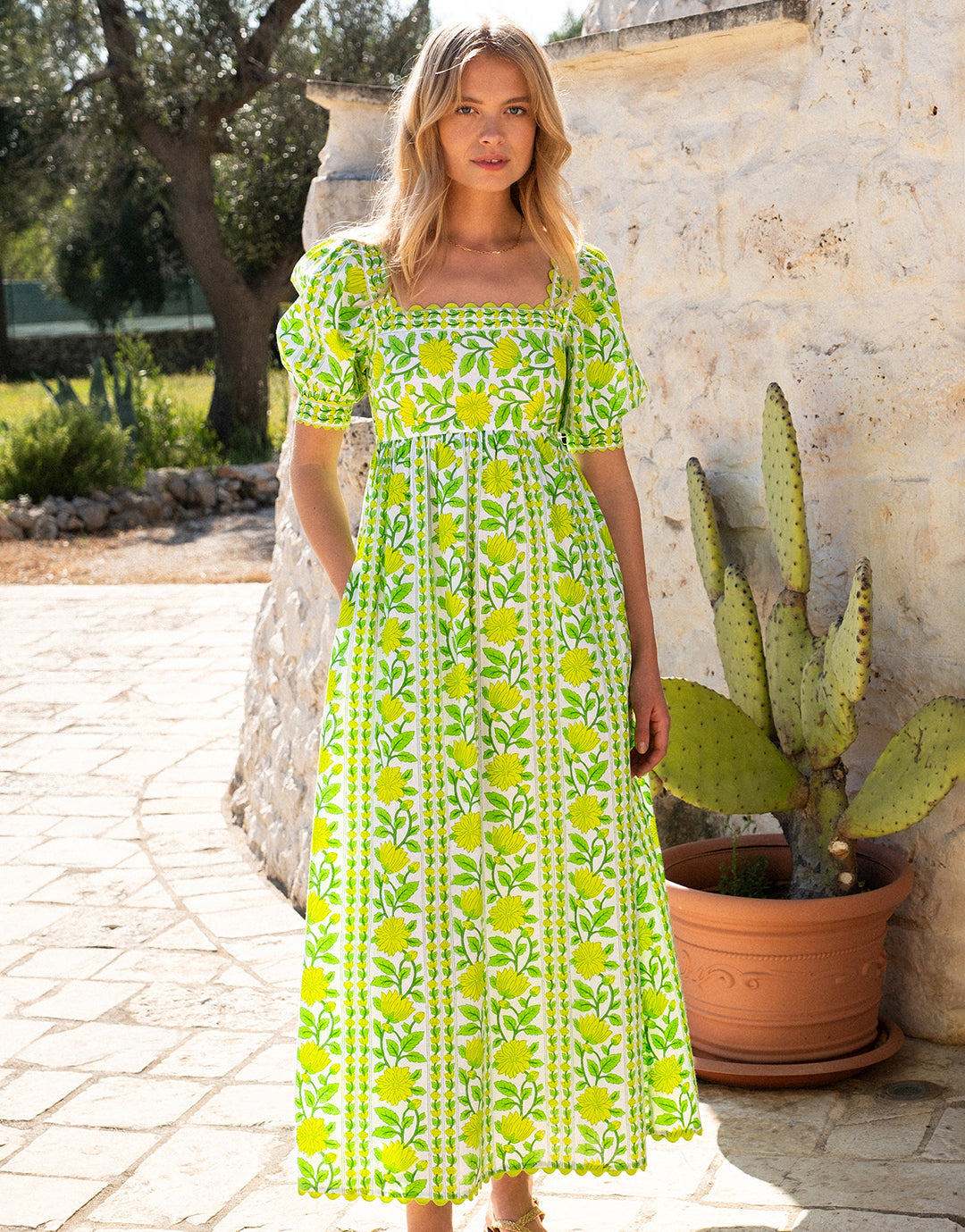 Elizabeth Dress - Lime Border - Simply Beach UK