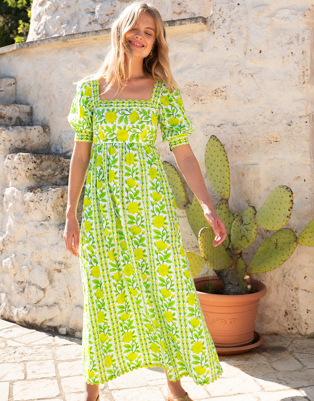Elizabeth Dress - Lime Border - Simply Beach UK