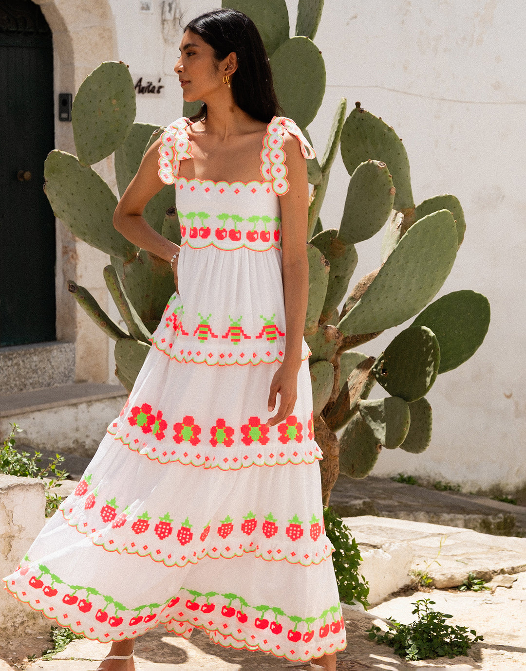 Athens Dress - Neon Fruit Embroidery - Simply Beach UK