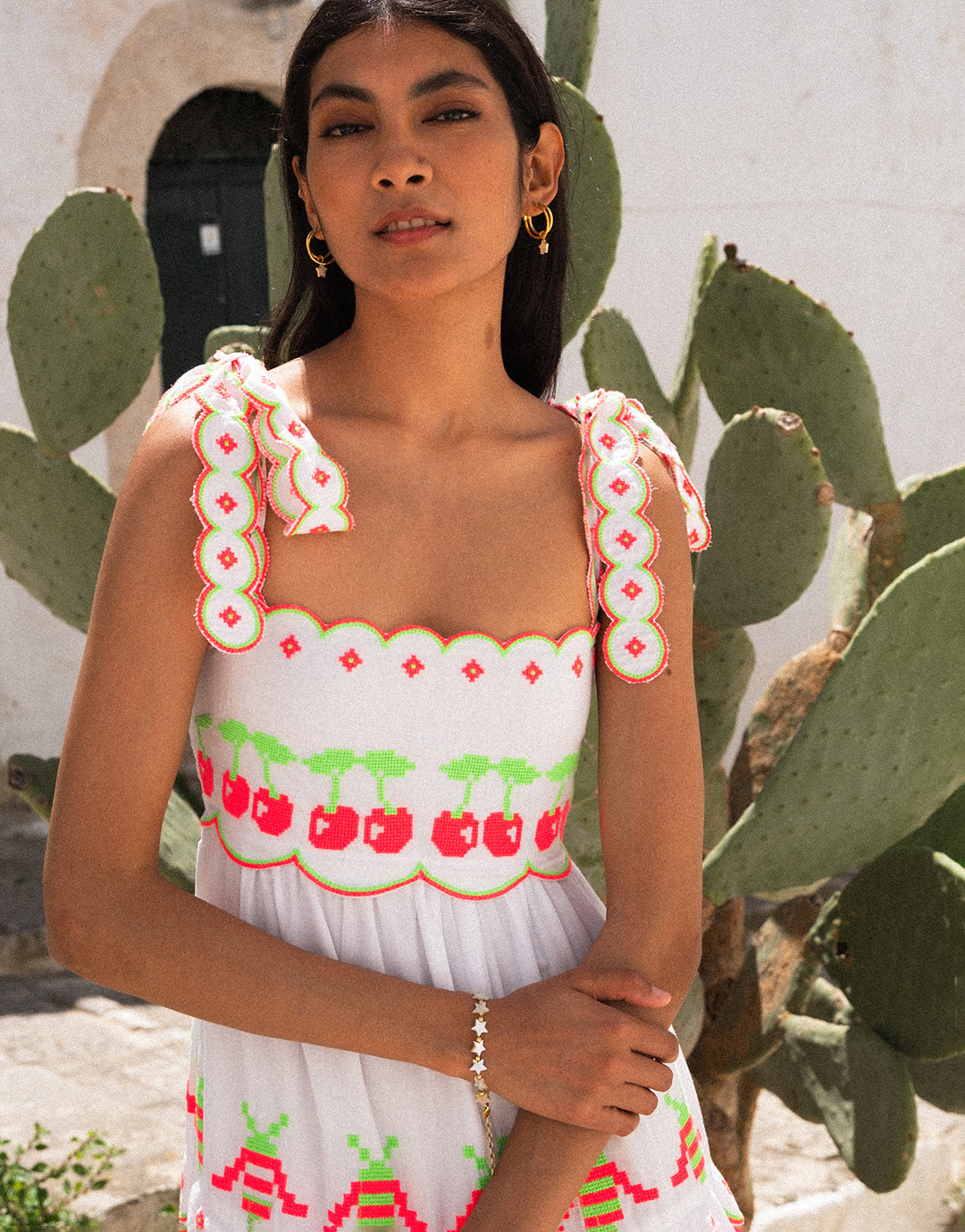 Athens Dress - Neon Fruit Embroidery - Simply Beach UK