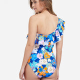 Rising Sun One Shoulder Swimsuit - Blue - Simply Beach UK