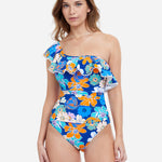 Rising Sun One Shoulder Swimsuit - Blue - Simply Beach UK