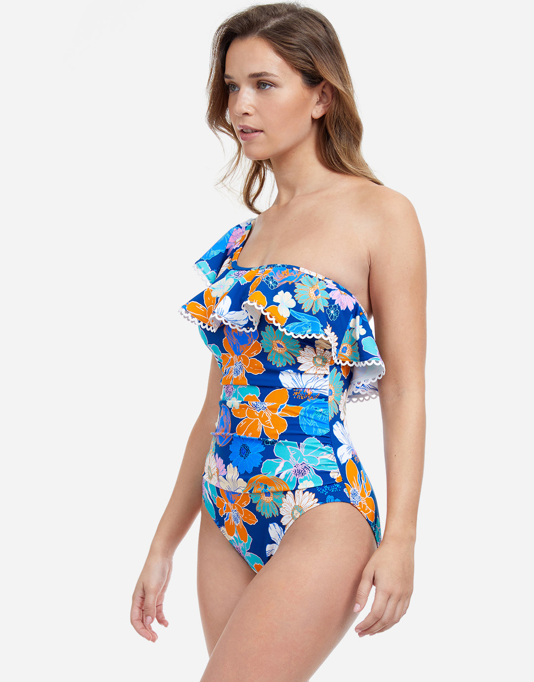 Rising Sun One Shoulder Swimsuit - Blue - Simply Beach UK